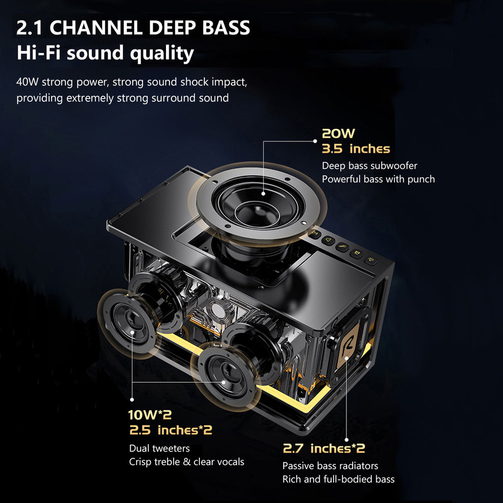JOYIDEAVA 40W Bluetooth Speaker Ultra Deep Bass Wireless Stereo Speaker